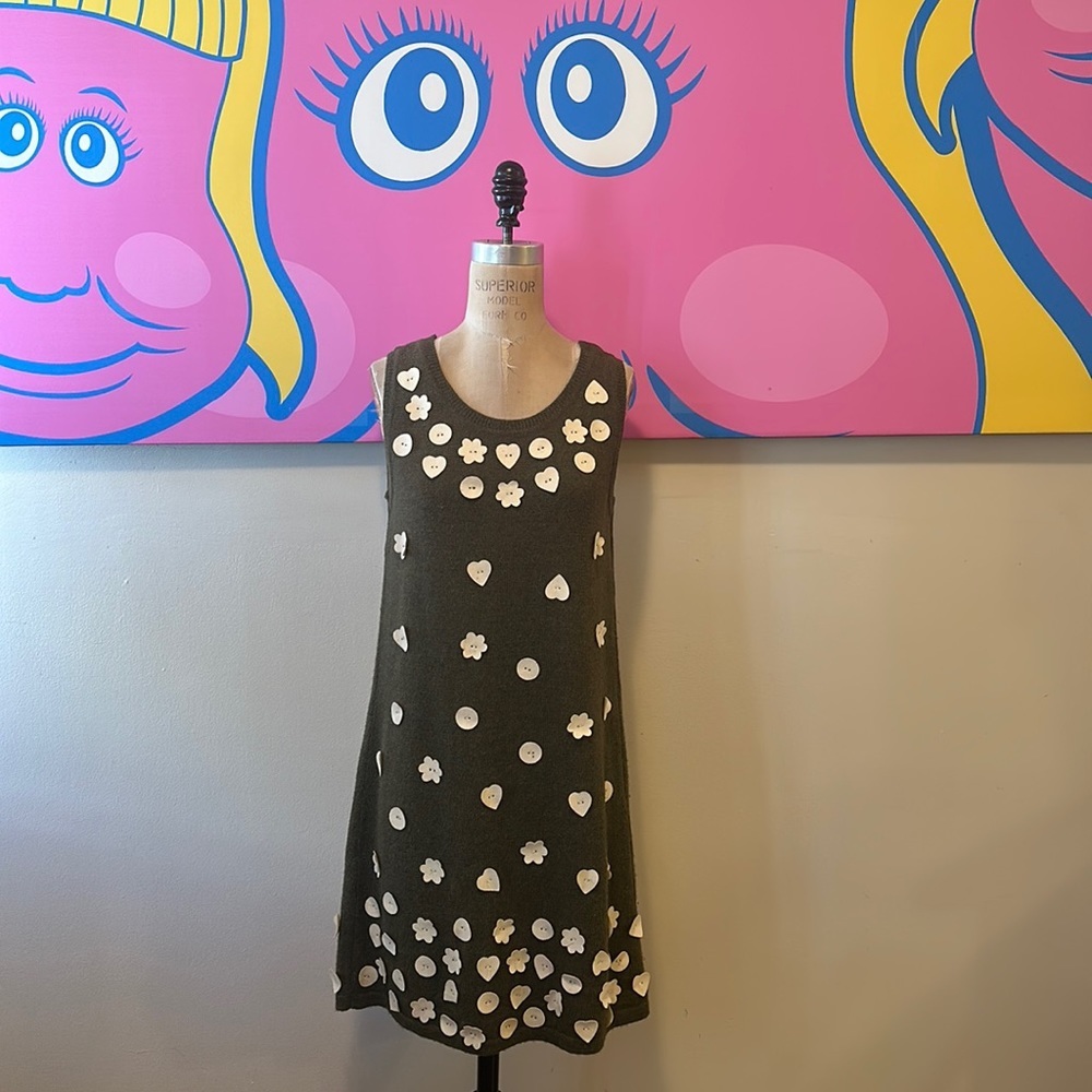 Moschino Nature Friendly Garment Olive Green Knit Dress